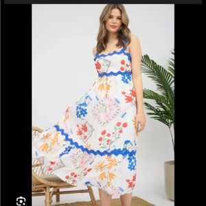 Floral Dress with Blue Accents